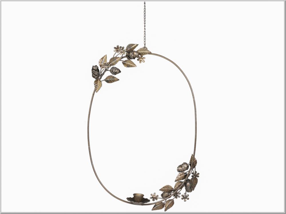 Magical wreath for brass taper candles H38x27cm