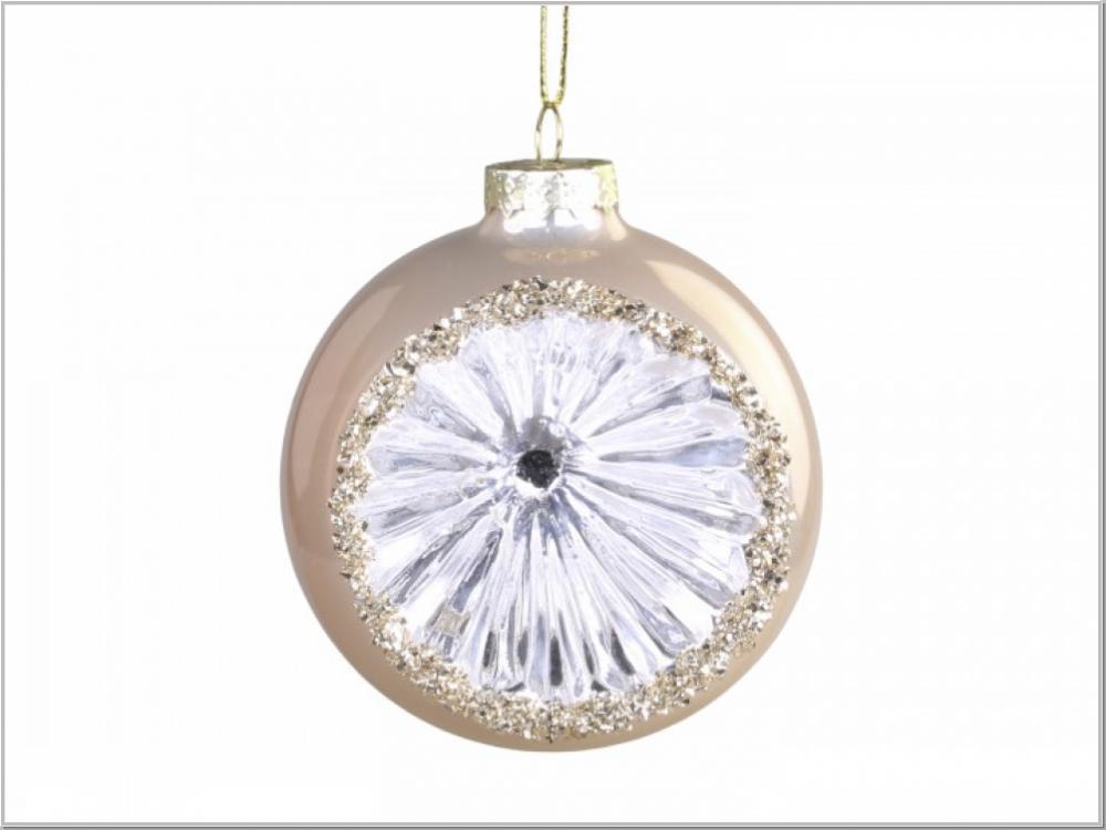 Christbaum Kugel Glitzer Glas Latte H9,5cm