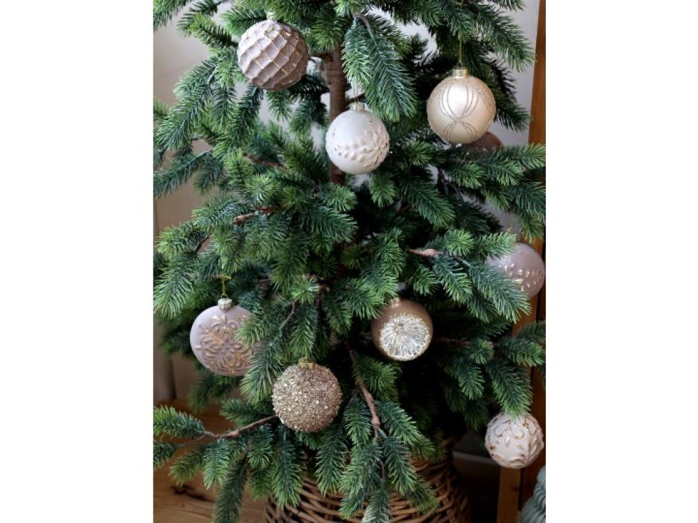 Weihnachtskugel m.Goldmuster Ø12cm