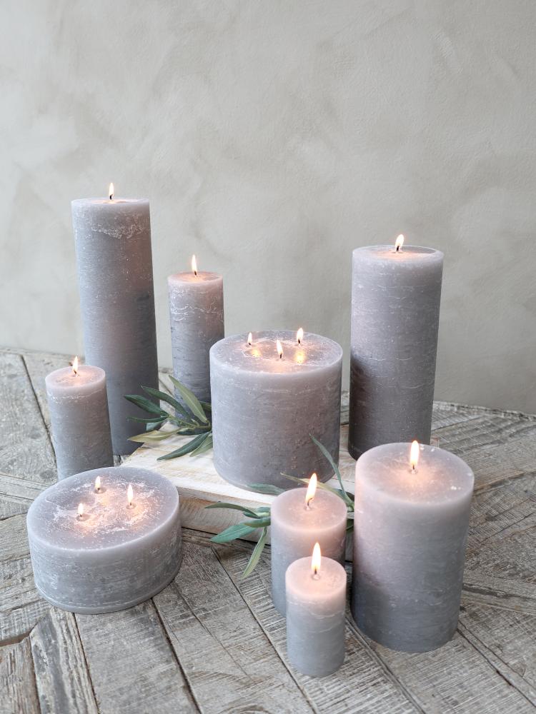 Macon rustic pillar candle STONE H15/Ø15cm
