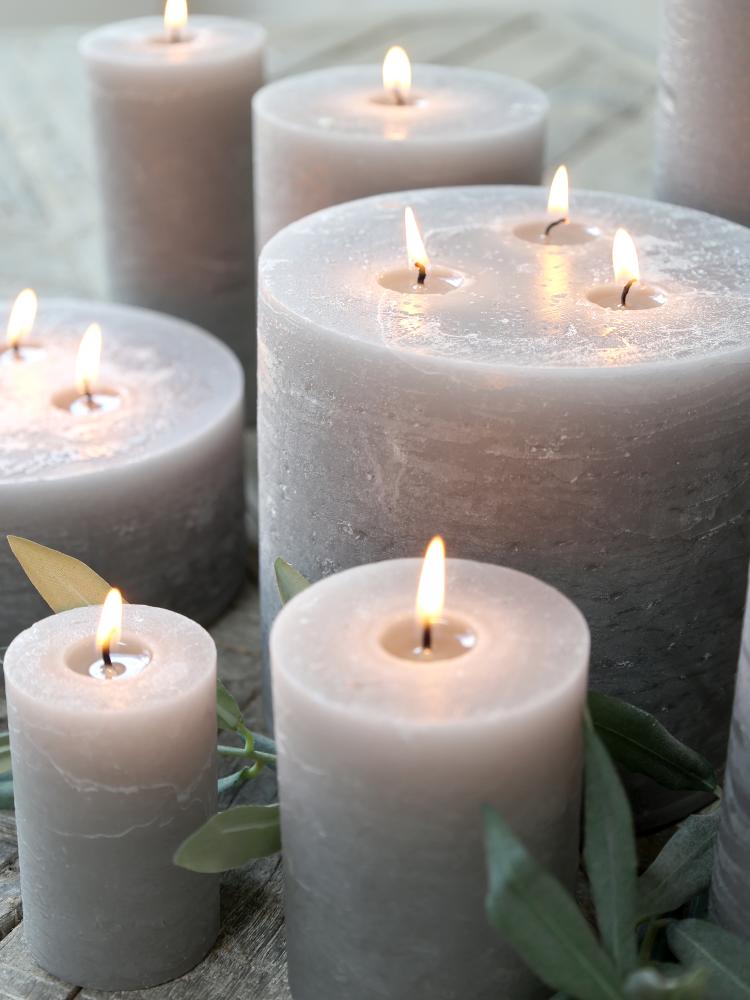 Macon rustic pillar candle STONE H15/Ø15cm