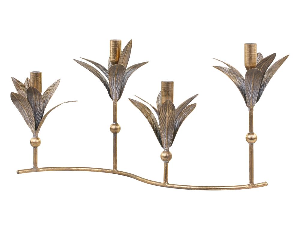 Preview: Kerzenständer Messing m.Blattdekor H27x L50cm