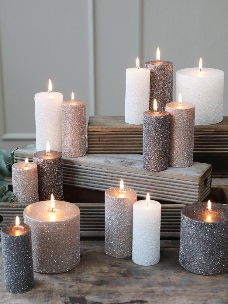 Candle Glitter 10x10cm Mocca
