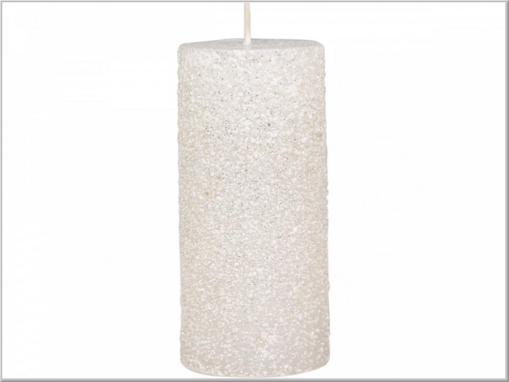 Macon rustikale Stumpenkerze Creme Glitter H11x Ø5cm