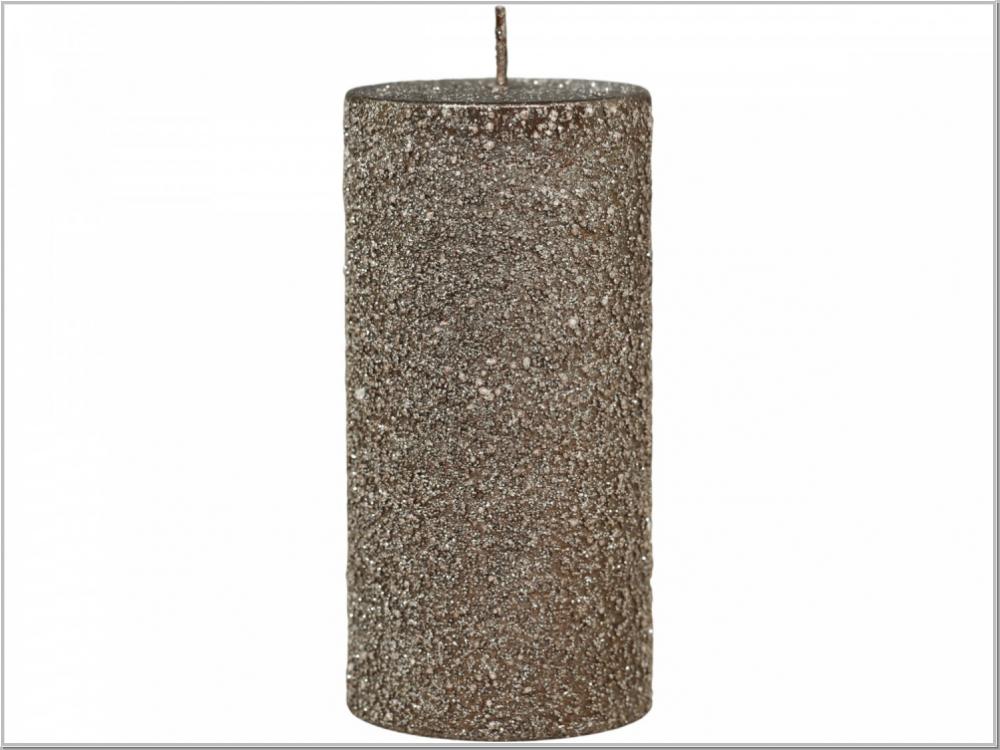 Macon rustikale Stumpenkerze Mokka Glitter H11x Ø5cm