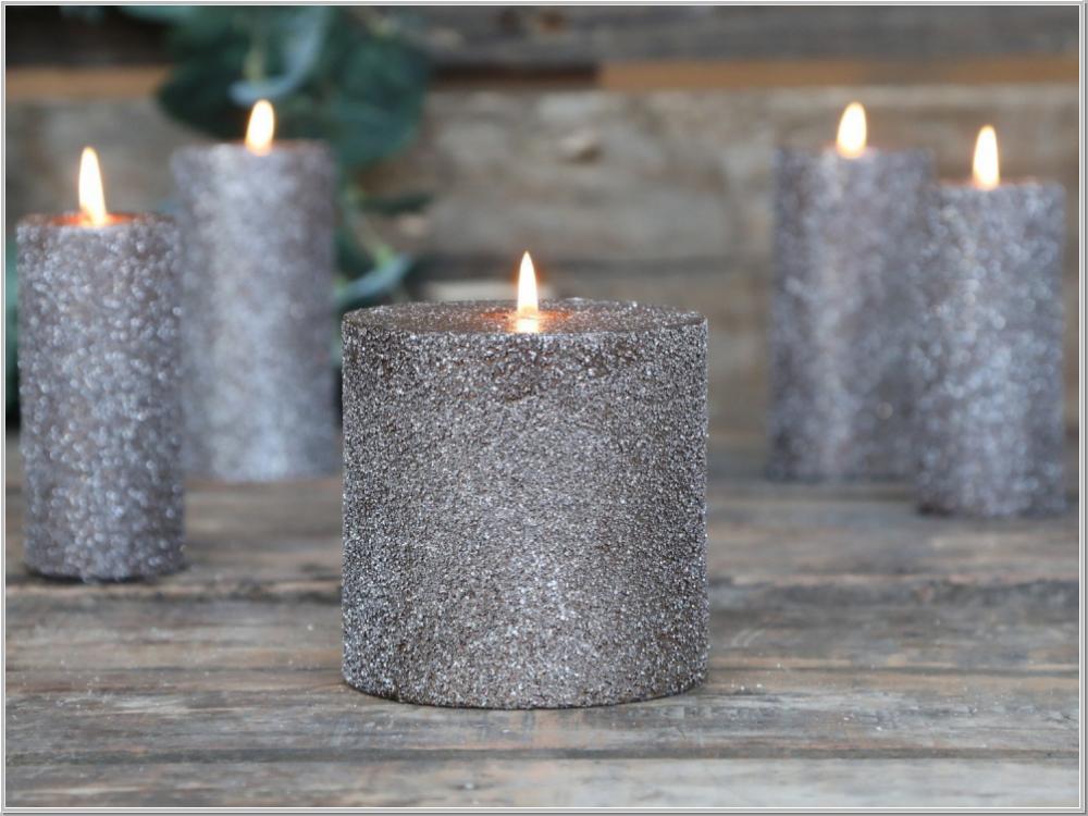 Candle Glitter 10x10cm Mocca