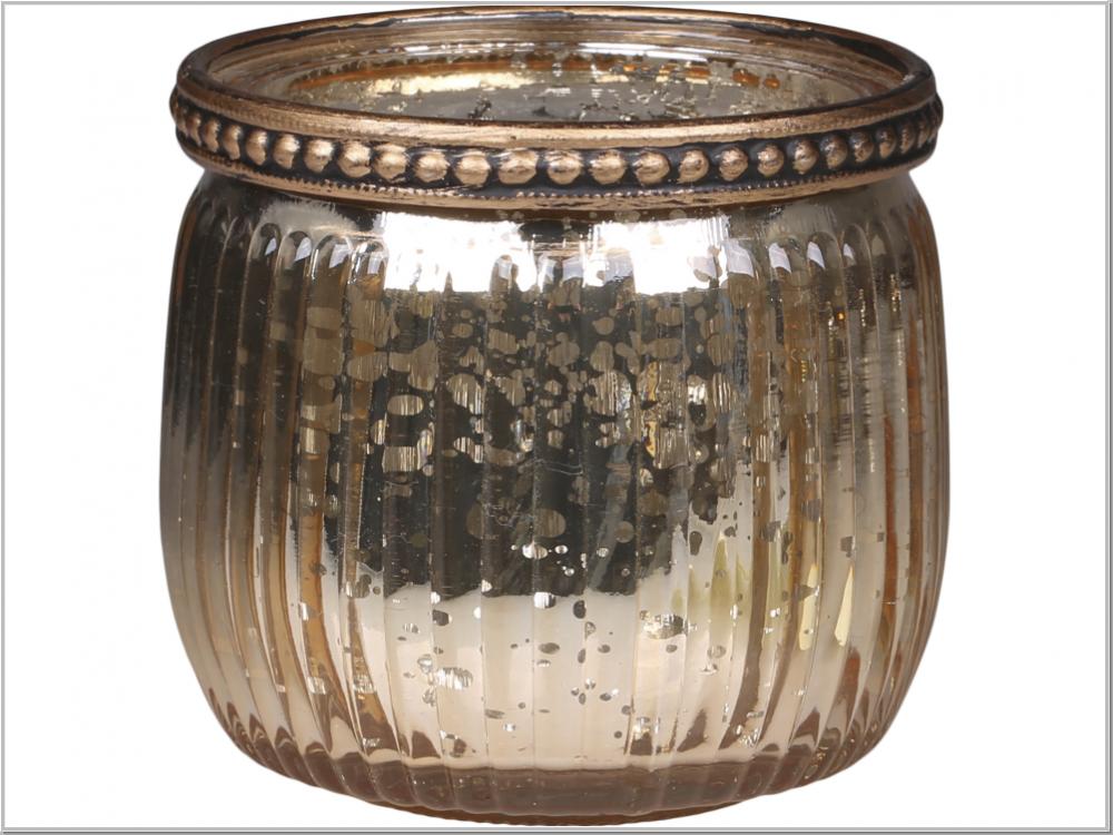 Tealight holder with pearl edge Ø7,5x7cm