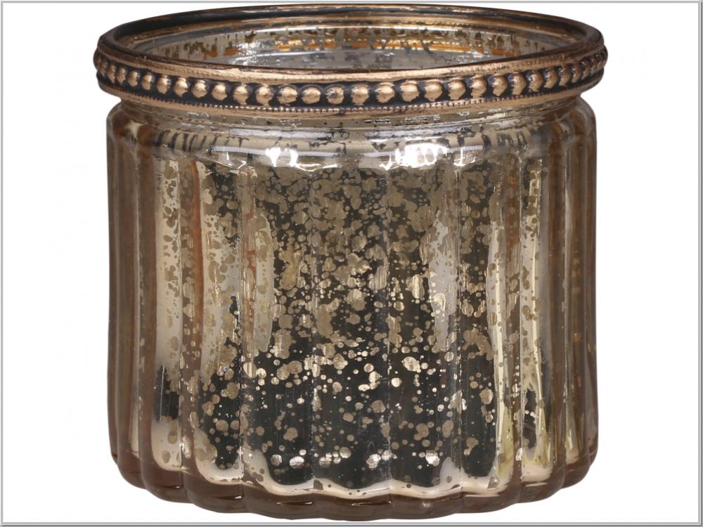 Tealight holder with pearl edge Ø8,5x7.5cm