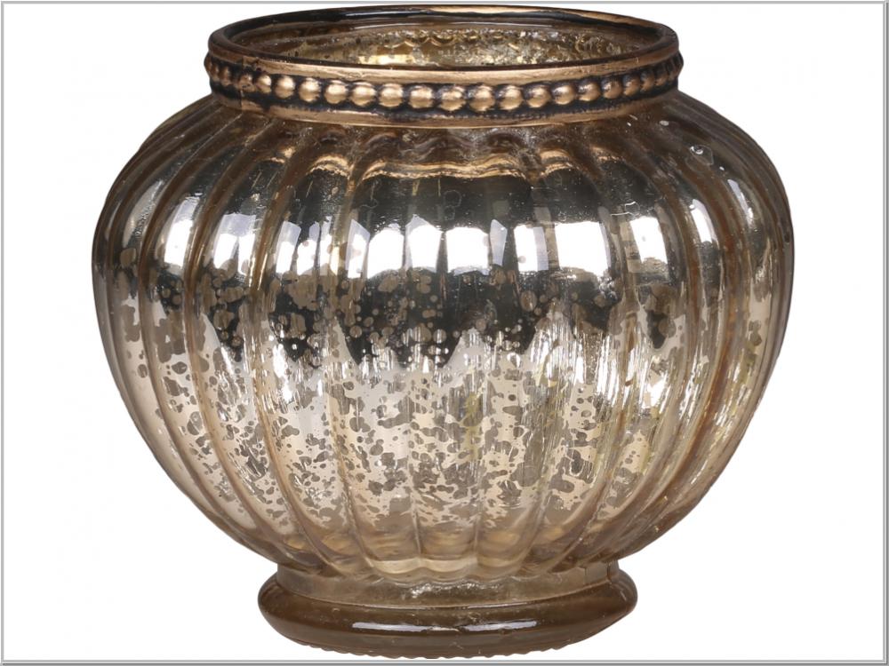 Tealight holder with pearl edge Ø9x9.5cm