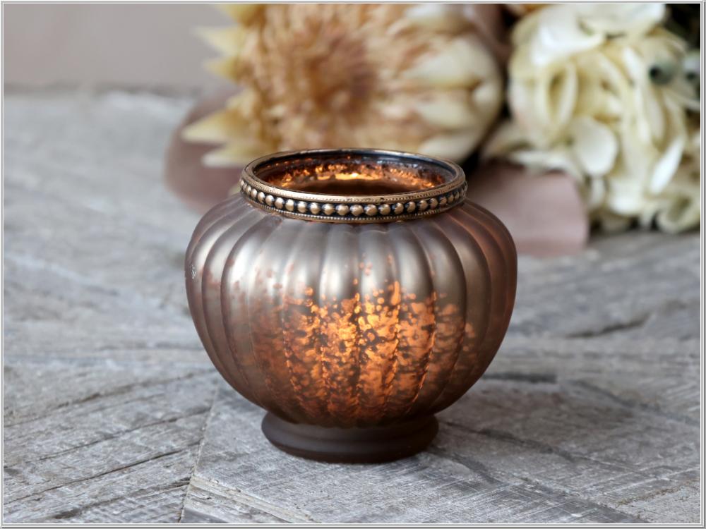 Tealight holder with pearl edge Ø9x9.5cm