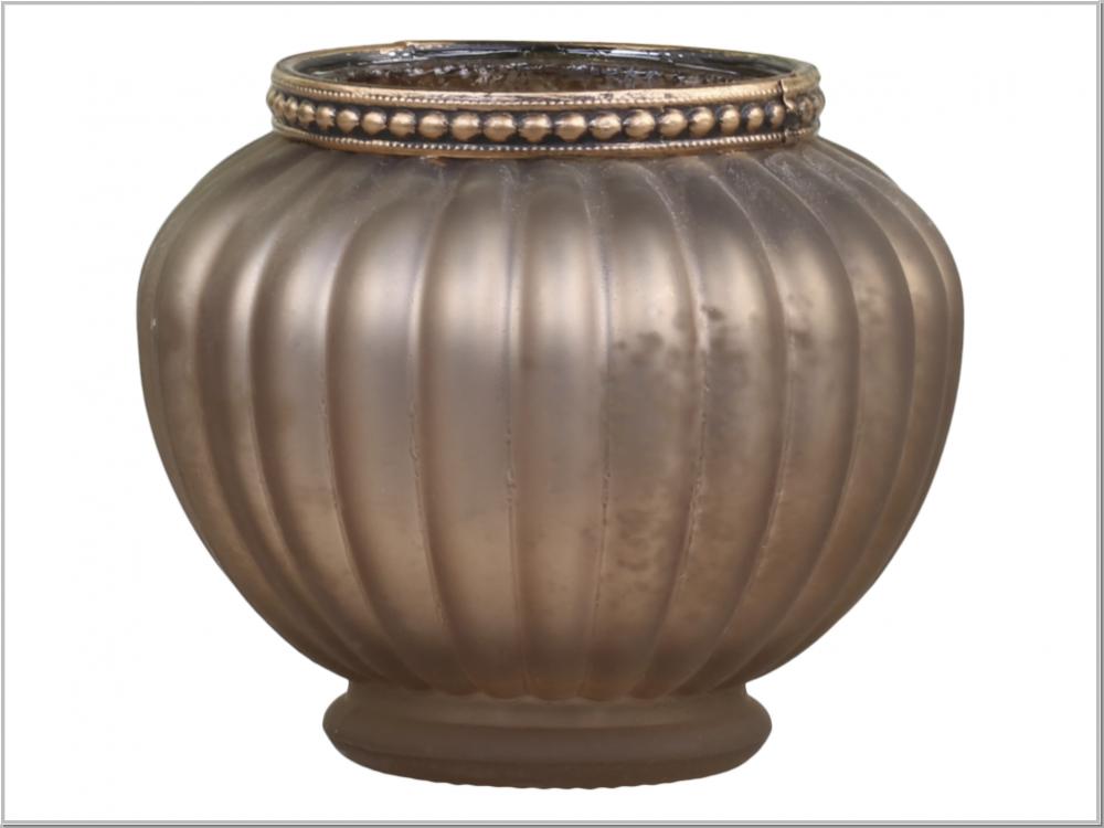 Tealight holder with pearl edge Ø9x9.5cm