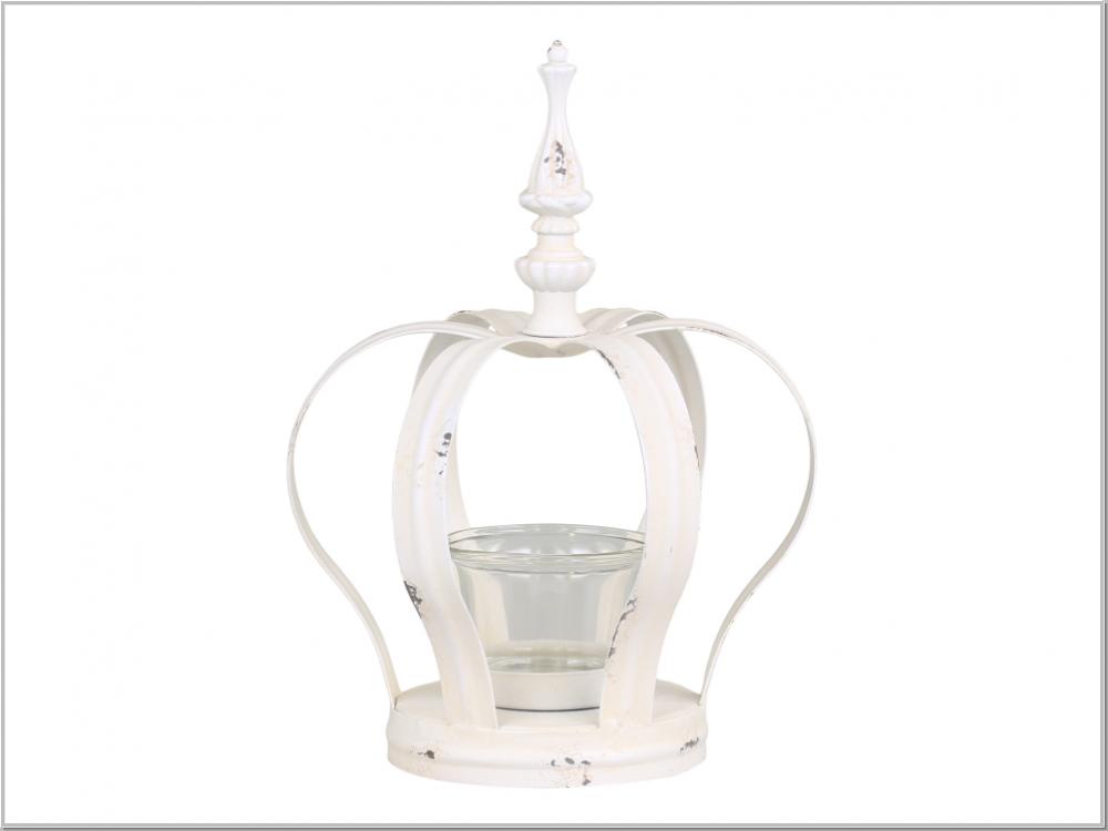 Teelichthalter Krone Creme H21xØ15cm