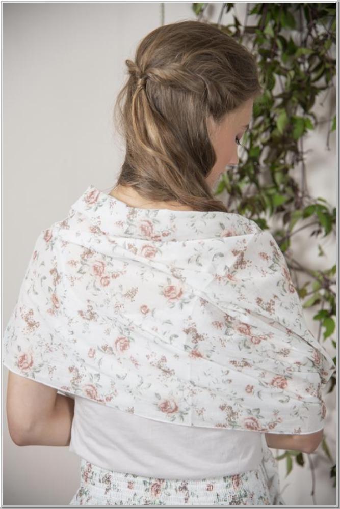 JDL Scarf Roses Cream Blossom L220cm