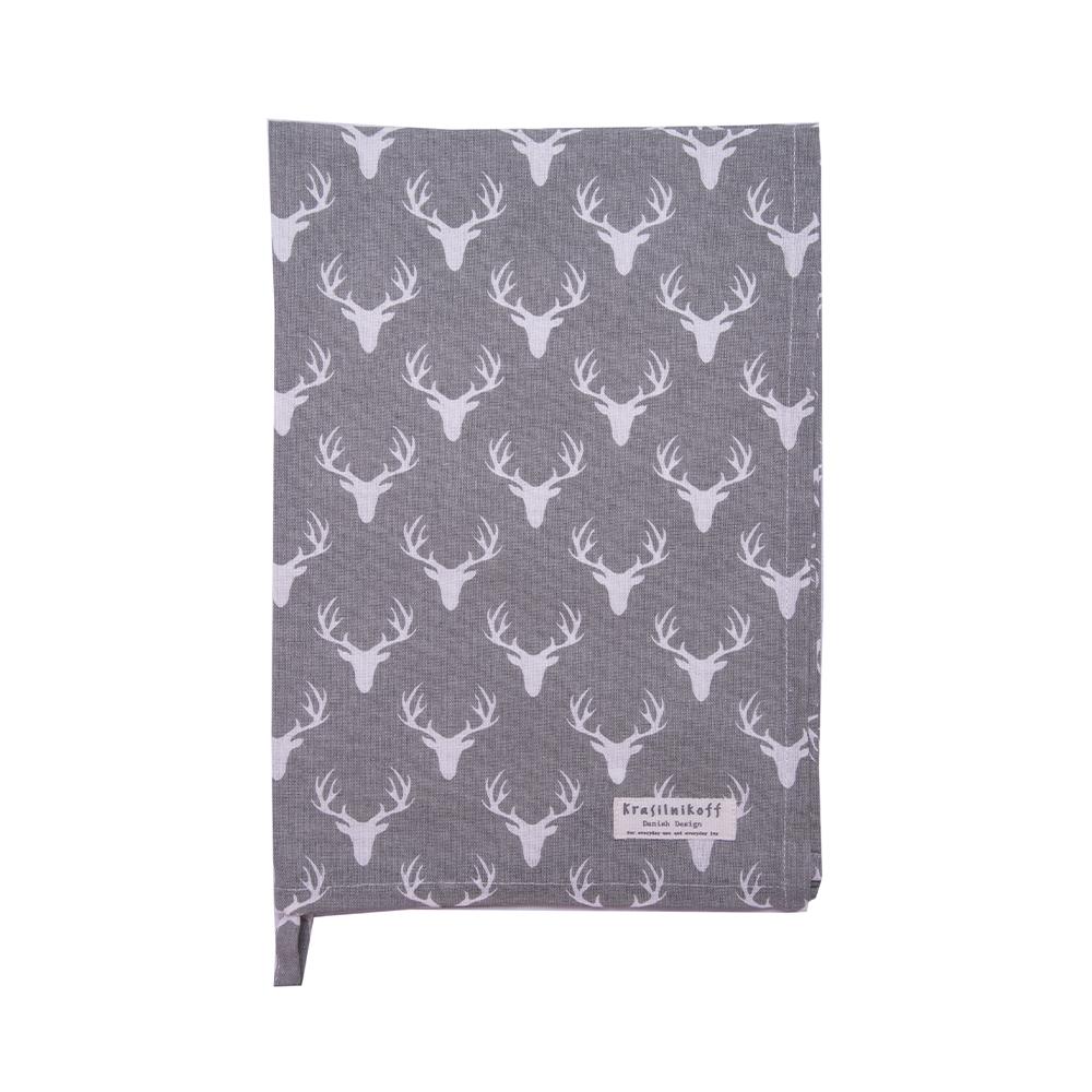 Krasilnikoff Tea Towel Deer 100% Cotton 50x70 Grey