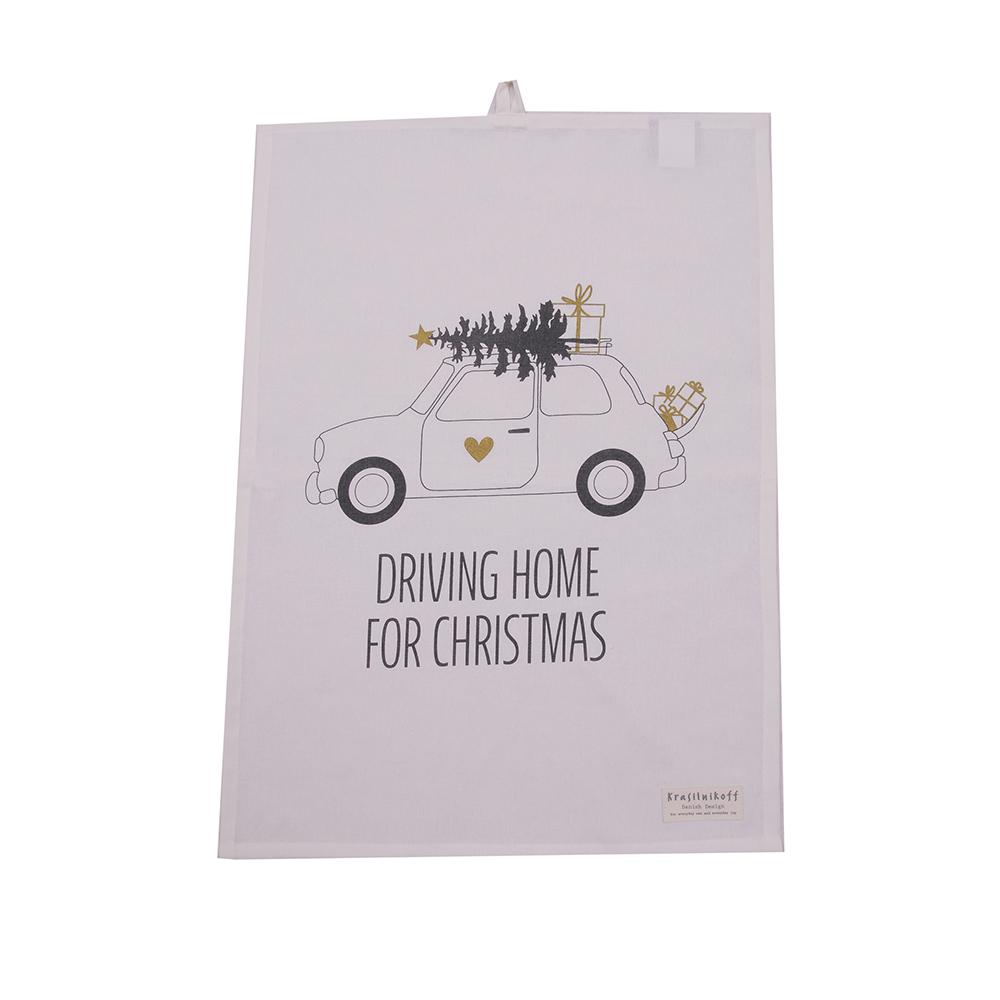 Krasilnikoff Christmas Words Tea Towel 100% Cotton 50x70