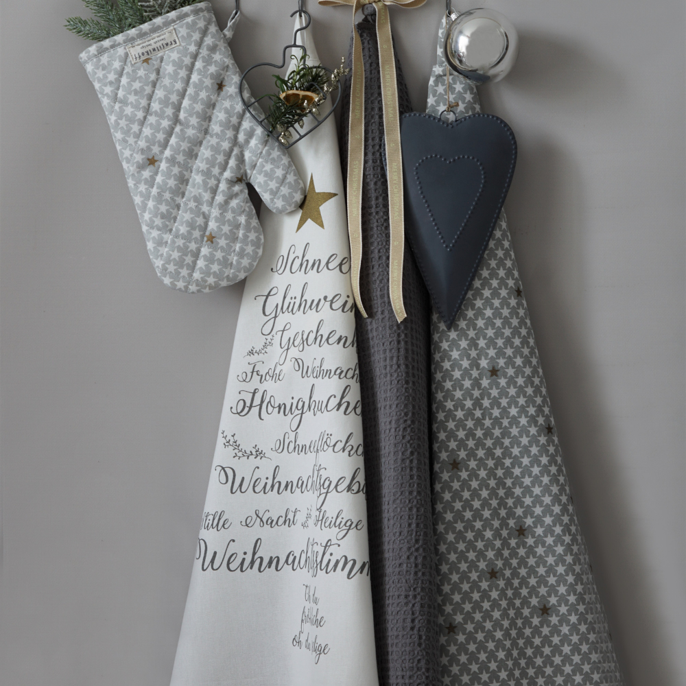 Preview: Krasilnikoff Tea Towel Christmas Words 100% Cotton 50x70 White