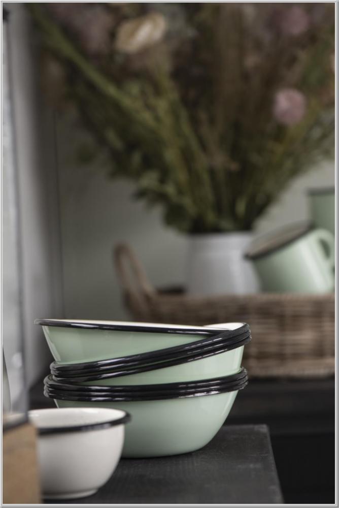 Preview: Schale Emaille Hellgrün Cream Ø16,5cm