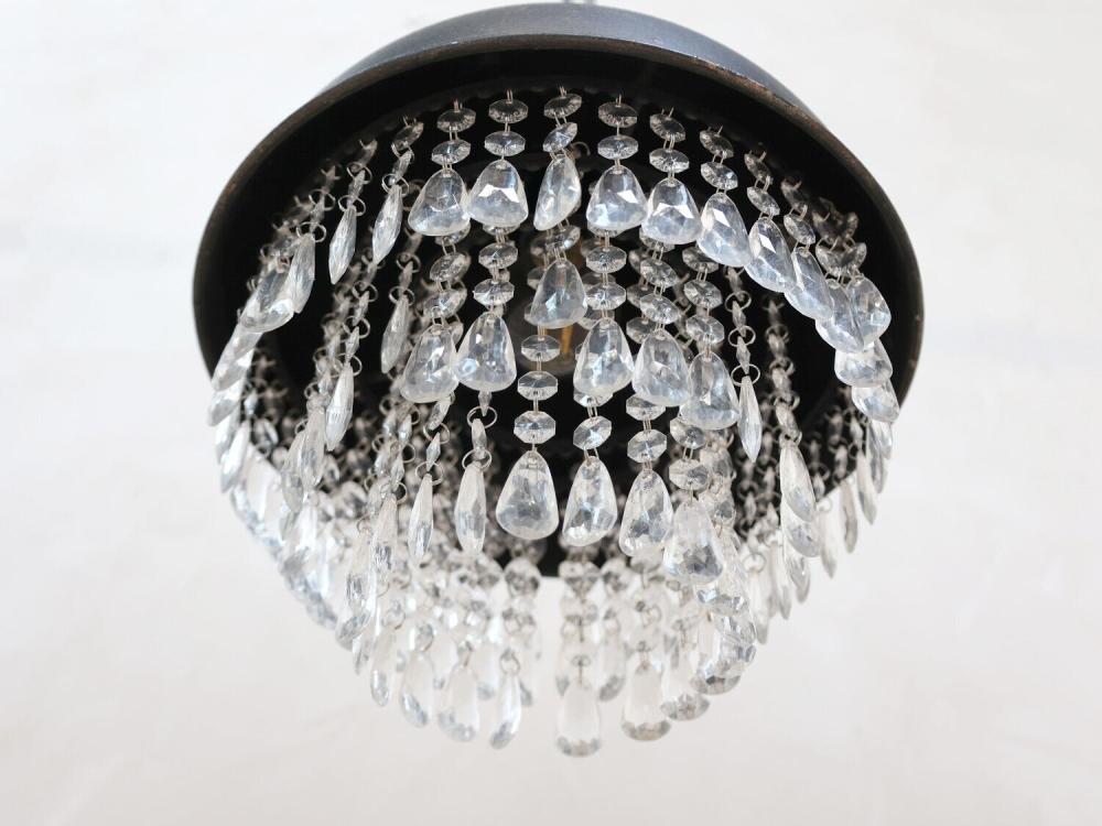 Chic Antique Factory Pendant Lamp with Crystals – Antique Black, Ø 31.5 cm