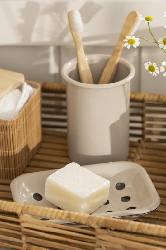 Soap dish made of enamel 2 parts 15.5x10.5cm Sand