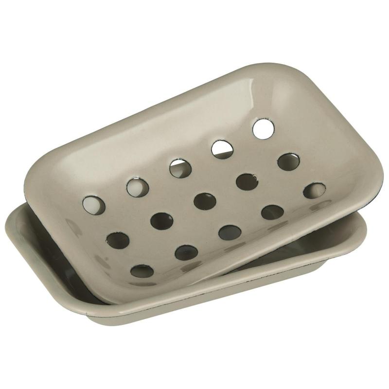 Soap dish made of enamel 2 parts 15.5x10.5cm Sand