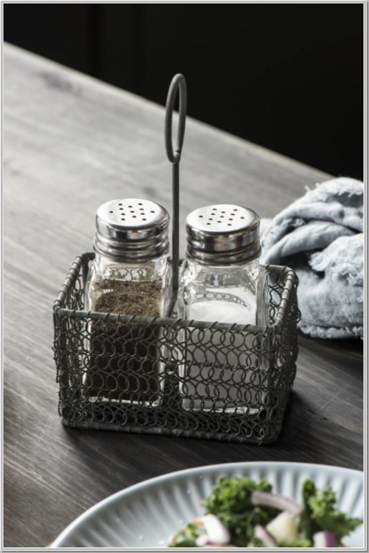 Salt and Pepper Basket Metal Black