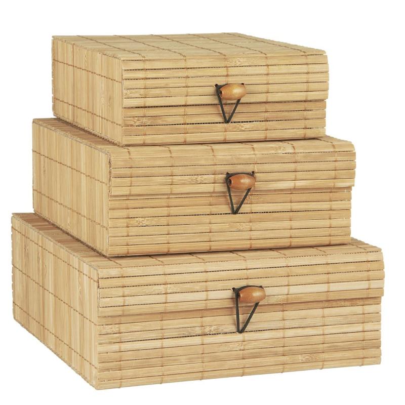 Box set made of bamboo, 3 pieces, natural