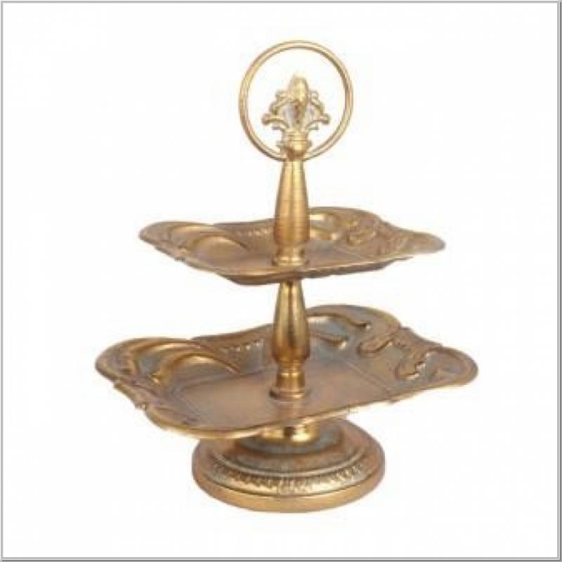 Nostalgia Rectangular Tiered Stand Gold H33cm