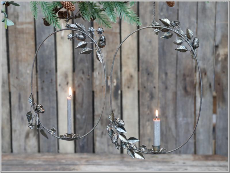 Magical wreath for brass taper candles H38x27cm