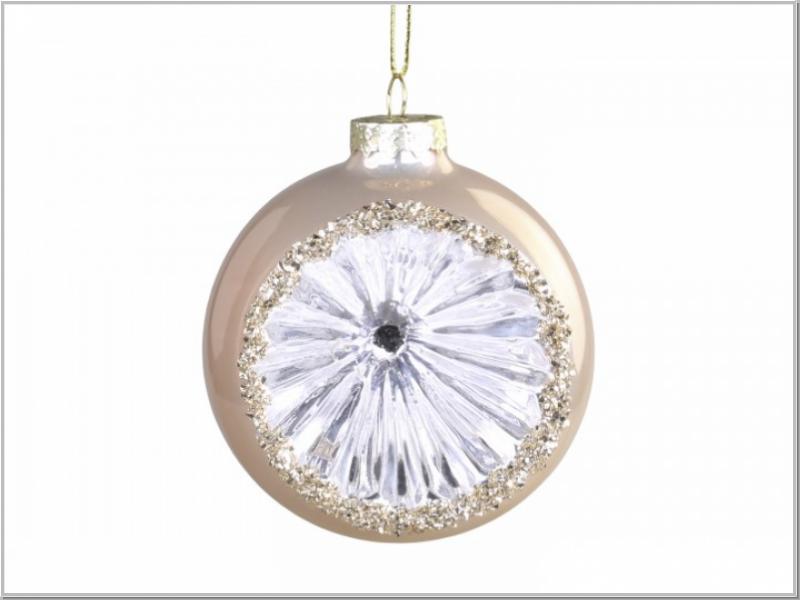 Christbaum Kugel Glitzer Glas Latte H9,5cm