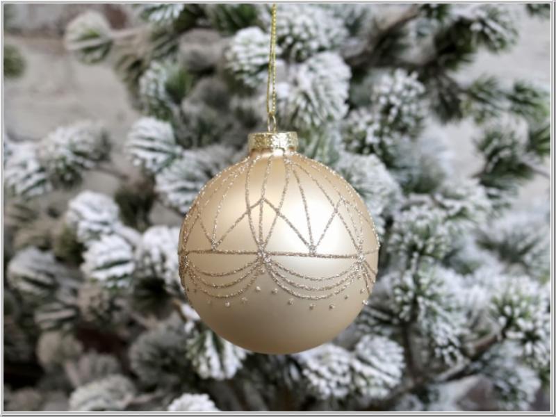 Christbaum Kugel Glas Glitzer Latte Ø8cm