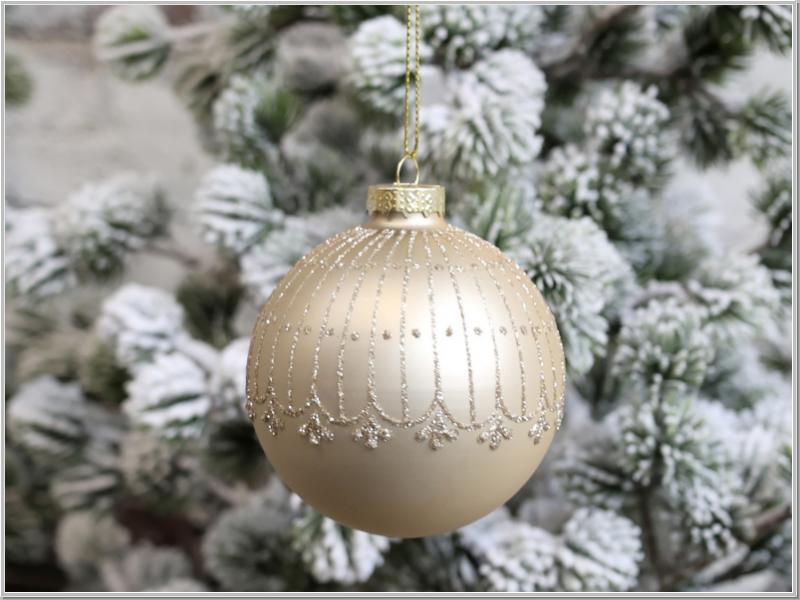Christbaum Kugel Glas Glitzer Latte Ø8cm