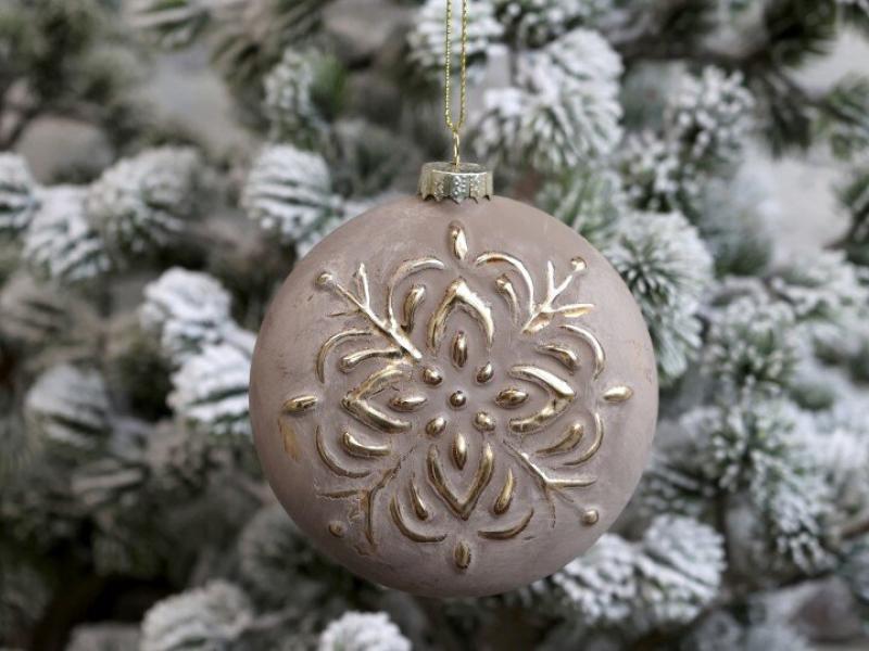 Weihnachtskugel m.Goldmuster H11x8cm