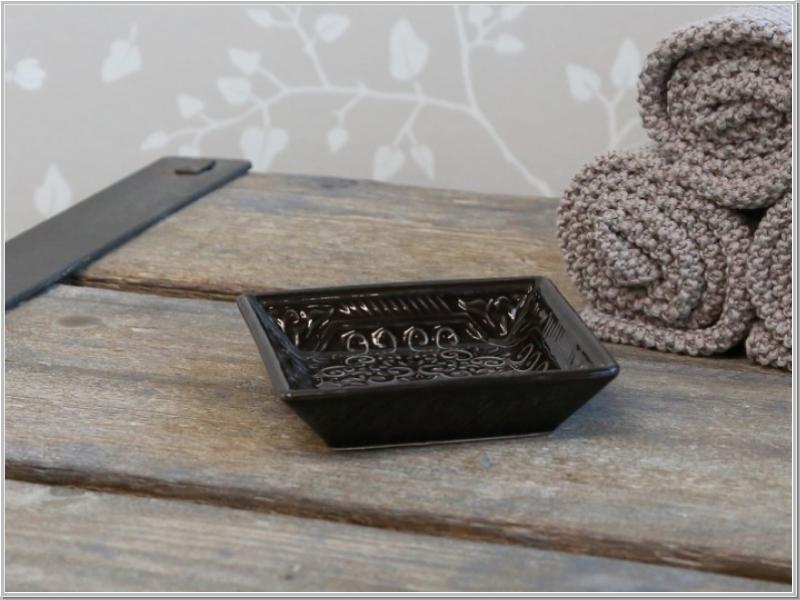 Seifenschale Soapdish Relief schwarz Ø 10,5cm