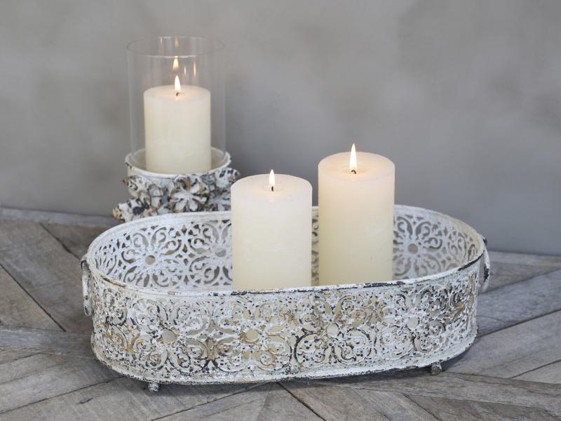 Tray Shabby Chic with lace edge L17cm
