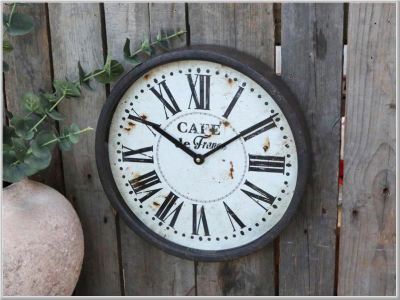 Old French Wall Clock in Factory Design – Antique Black, Ø 35 cm