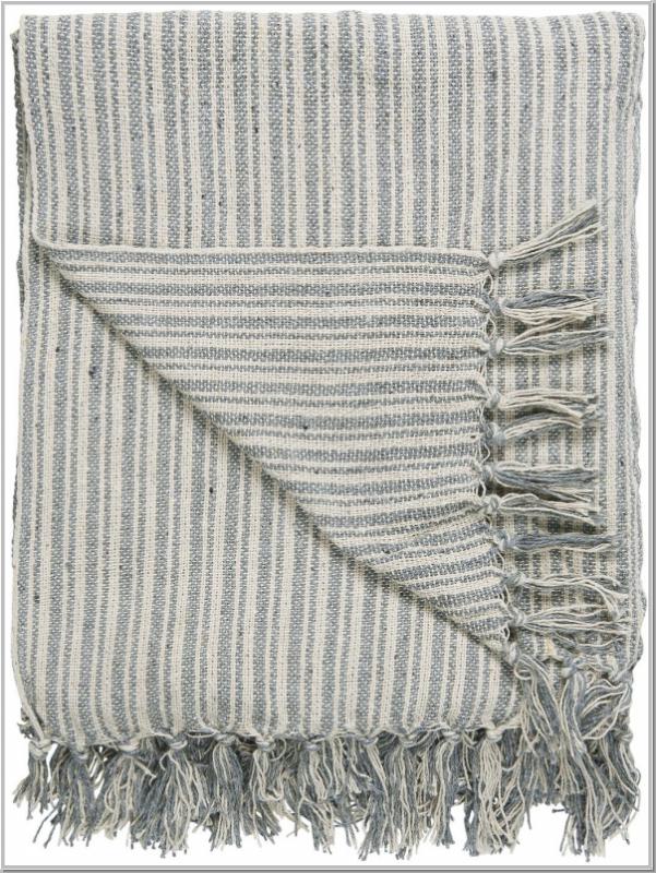 Plaid Strickdecke Creme Staubig Blau 130x160cm