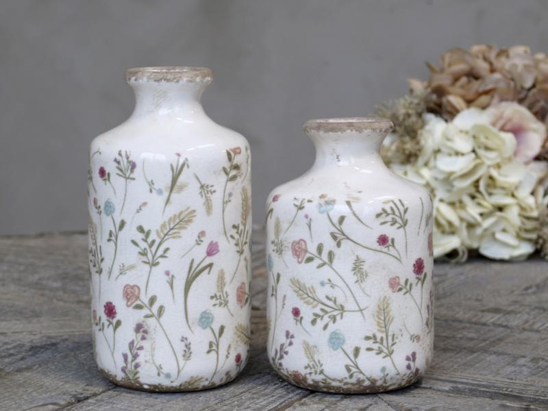 Flasche Vase Meaux mit Blumen H17,5xØ11 cm