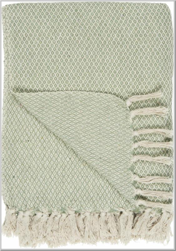 Plaid Strickdecke Creme/grün 130x160cm