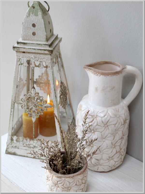Ceramic Jug Vase Colmar H27cm – Vintage Pitcher Rustic Cream Crackle Flower Pot
