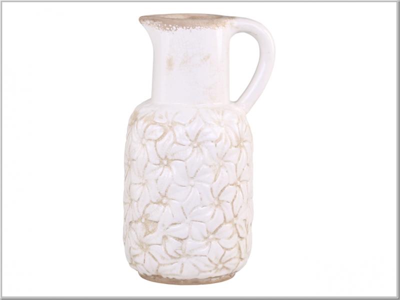 Ceramic Jug Vase Colmar H27cm – Vintage Pitcher Rustic Cream Crackle Flower Pot