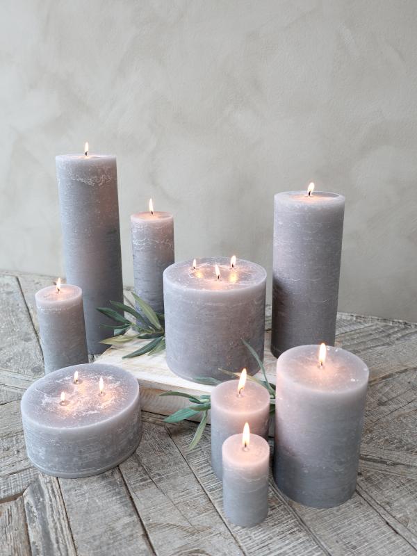 Macon rustic pillar candle STONE H15/Ø15cm