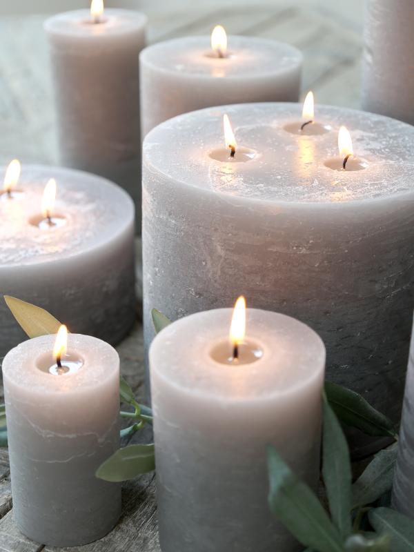 Macon rustic pillar candle STONE H15/Ø15cm