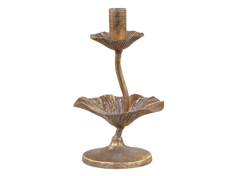 Candlestick brass with leaf decoration H20xØ12.5cm