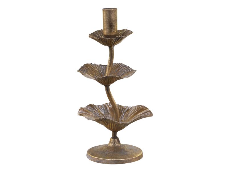 Kerzenständer Messing m.Blattdekor H24xØ12,5cm