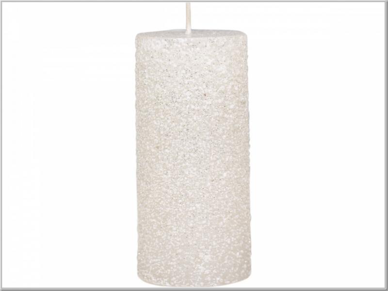 Macon rustikale Stumpenkerze Creme Glitter H11x Ø5cm