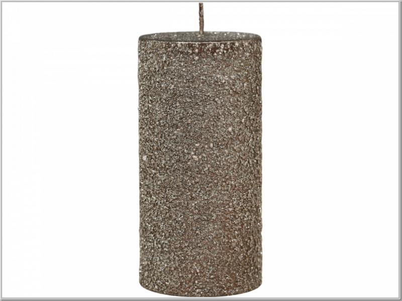 Macon rustikale Stumpenkerze Mokka Glitter H11x Ø5cm