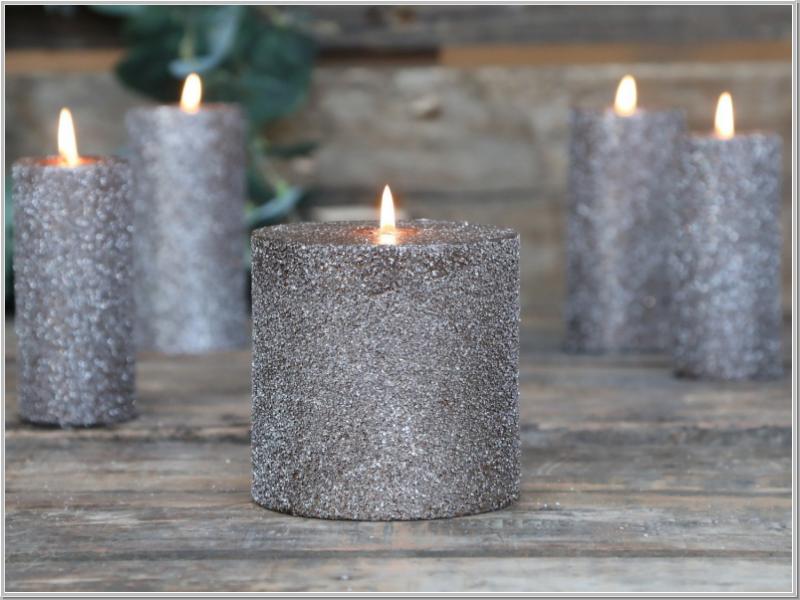 Candle Glitter 10x10cm Mocca