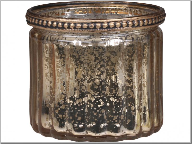 Tealight holder with pearl edge Ø8,5x7.5cm