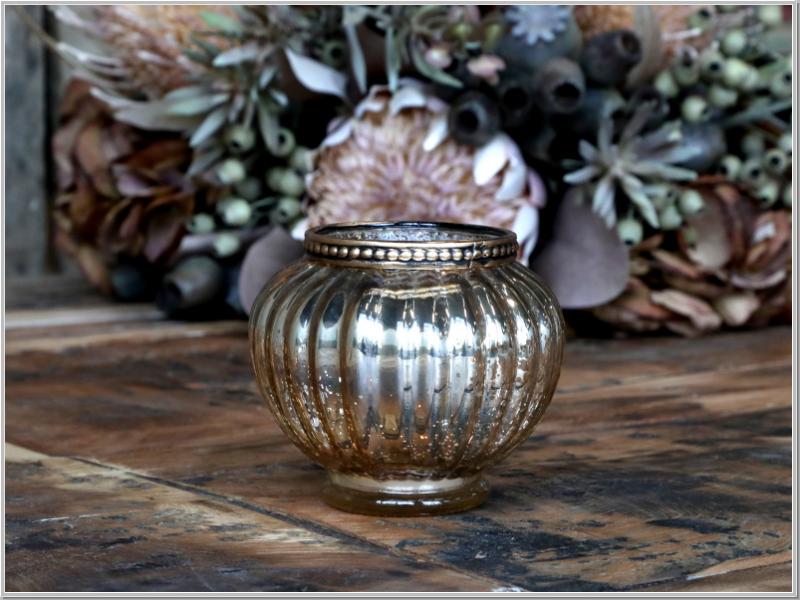 Tealight holder with pearl edge Ø9x9.5cm