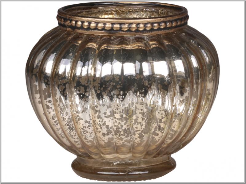Tealight holder with pearl edge Ø9x9.5cm